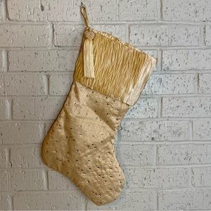 Cream and gold satin metallic Christmas stocking with sequins